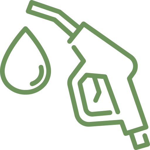 Icona di pistola del distributore di benzina per rappresentare a quanti litri di benzina consumati equivale l'adozione di questa metratura di Amazzonia